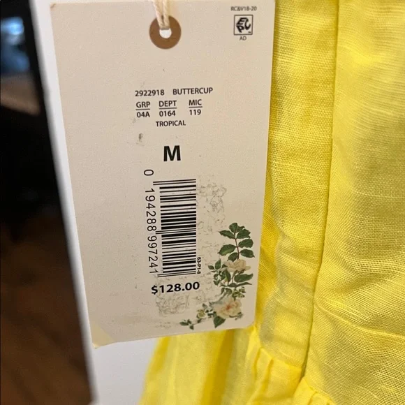 NWT Chelsea & Violet Linen Cotton Blend Puff Sleeve Tie V-Neck A-Line - Picture 3 of 15